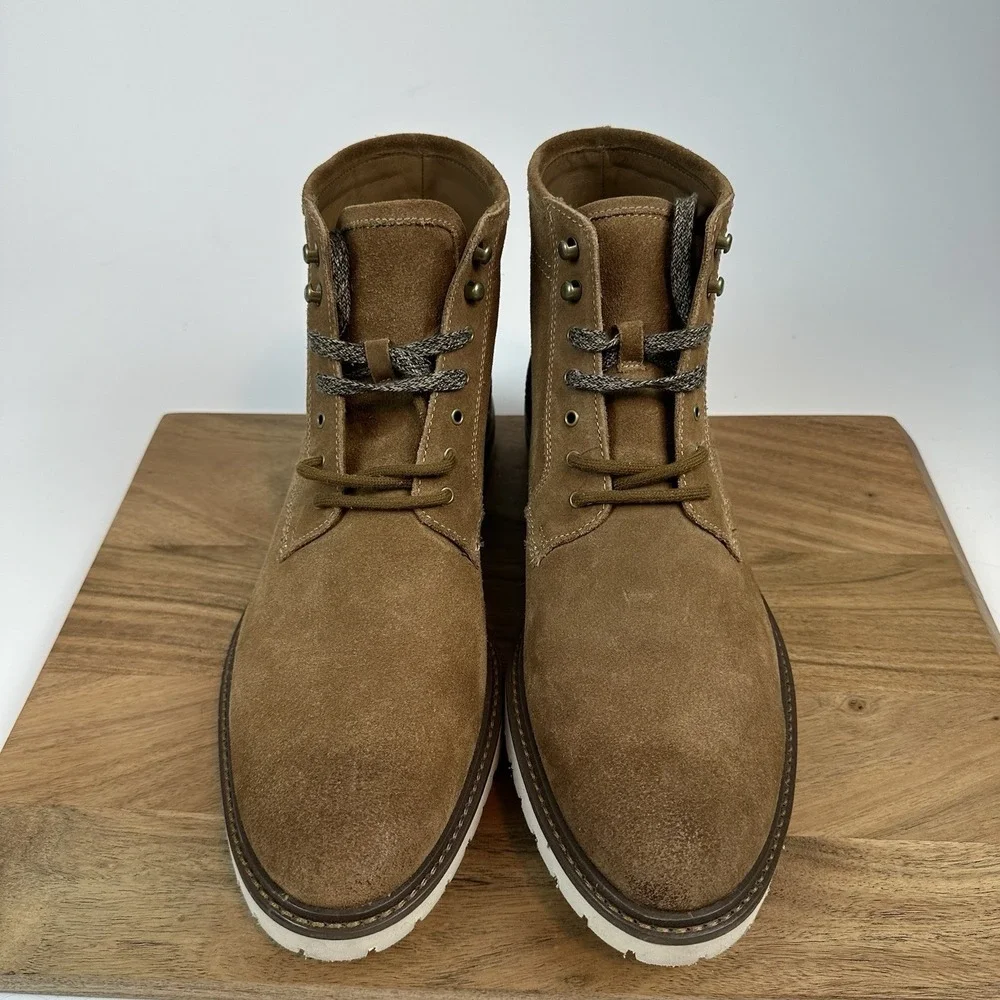 New Mens‎ Johnston & Murphy Barrett Plain Toe Boot Suede Leather Shoes Size 13 M